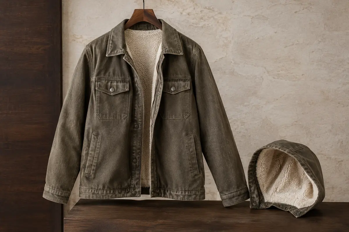 Veste de travail Carhartt en toile de coton délavée, doublure sherpa et capuche amovible