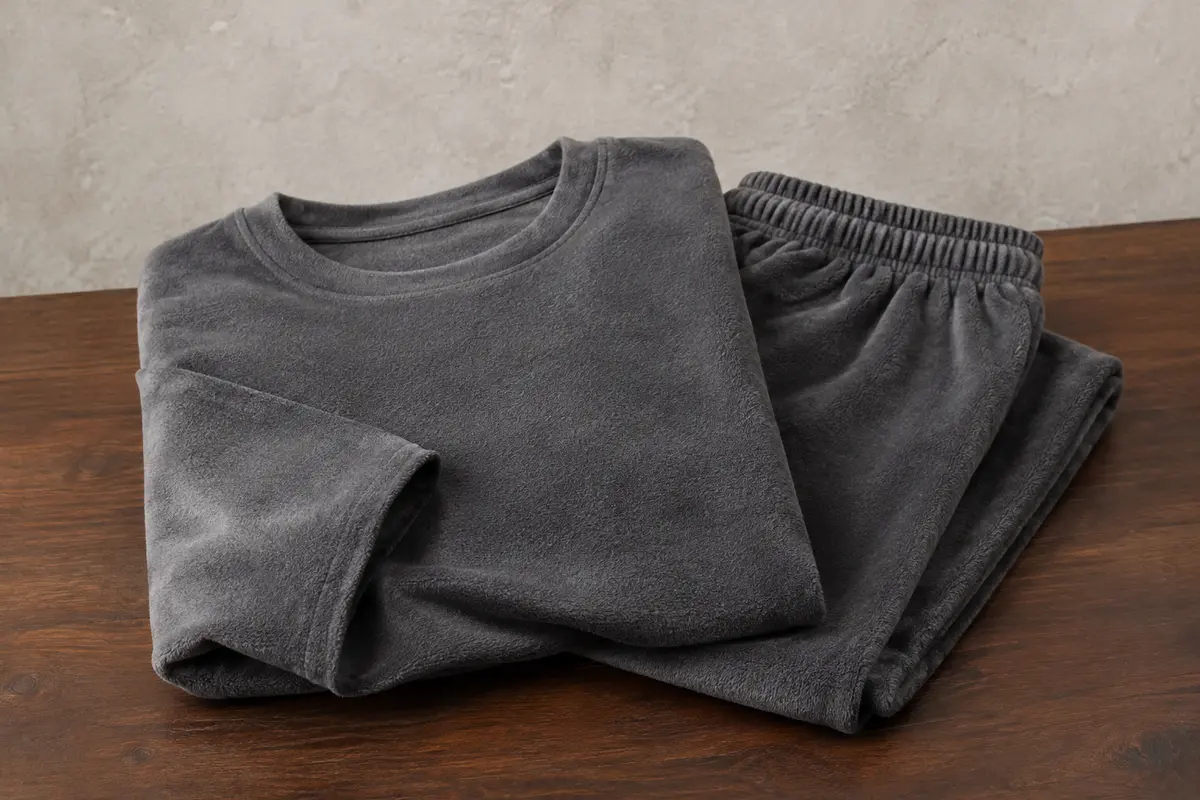 Ensemble de pyjama homme en polaire, avec haut à manches longues et pantalon à taille élastiquée