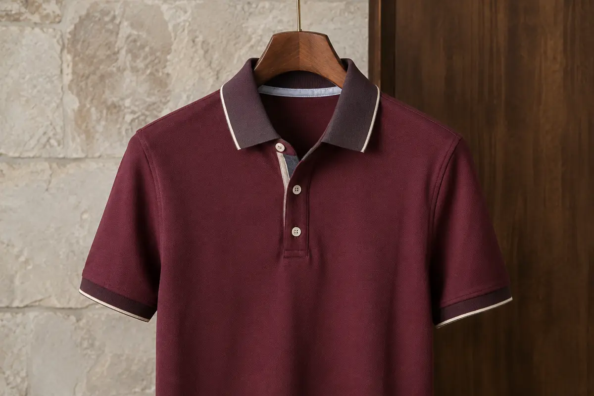 Polo homme uni en piqué avec manches courtes, col contrasté et patte de boutonnage sportive