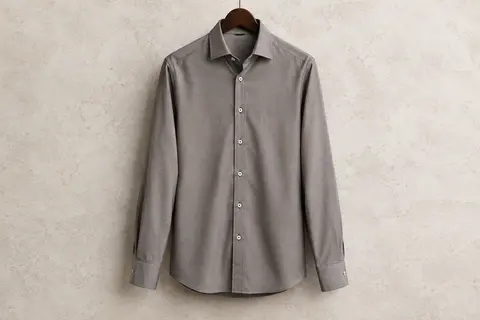 Chemise homme à manches longues sur cintre, avec col, fermeture boutonnée et poignets ajustables