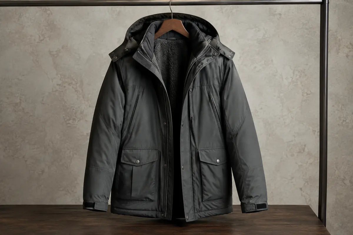 Veste d’hiver TACVASEN pour homme avec capuche amovible, poches et intérieur polaire chaud